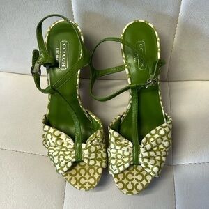 Coach Green and Cream Women's Sandals